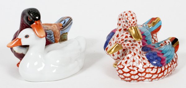 HEREND PORCELAIN DUCK FIGURES, TWO (1 of 2)