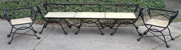 CAST IRON BENCH & CHAIRS THREE PIECES (1 of 4)