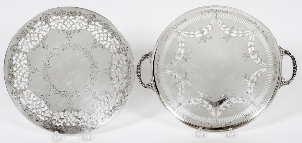 THEODORE B. STARR & GORHAM STERLING CAKE/DESSERT TRAYS (1 of 4)