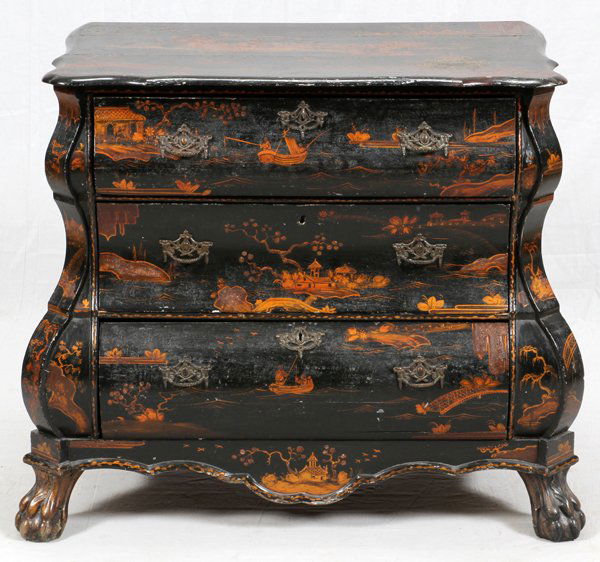 ENGLISH CHINOISERIE BLACK LACQUERED CHEST (1 of 5)