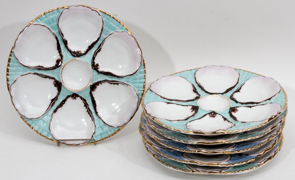 AUSTRIAN PORCELAIN OYSTER PLATES C. 1890 (1 of 2)