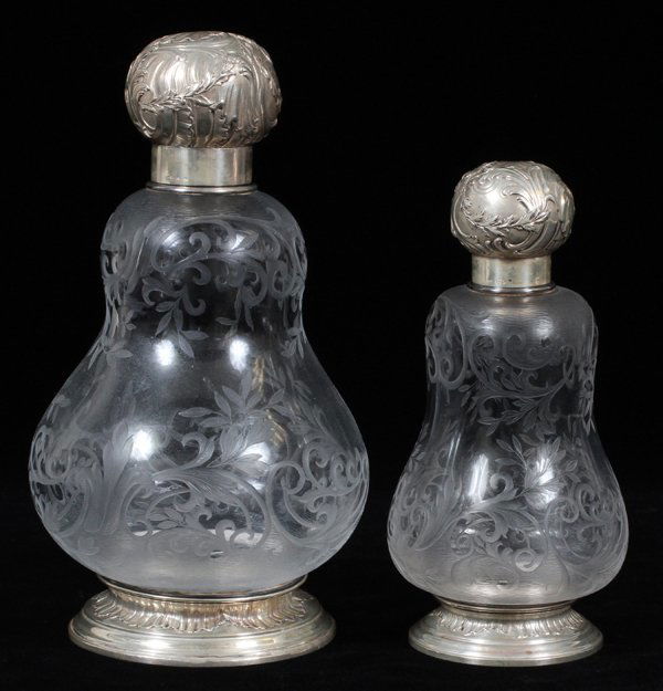 FRENCH STERLING & CRYSTAL COLOGNE BOTTLES C.1890 (1 of 6)