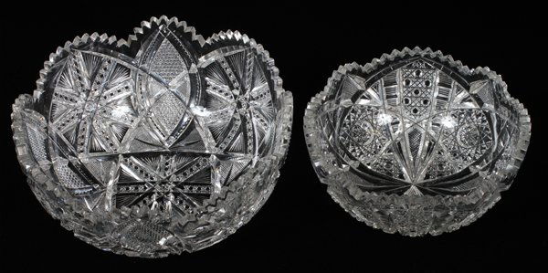 BRILLIANT PERIOD CUT GLASS FRUIT BOWLS C. 1900 TWO (1 of 2)