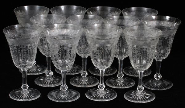 CRYSTAL WATER GOBLETS C.1940 TWELVE PIECES (1 of 2)