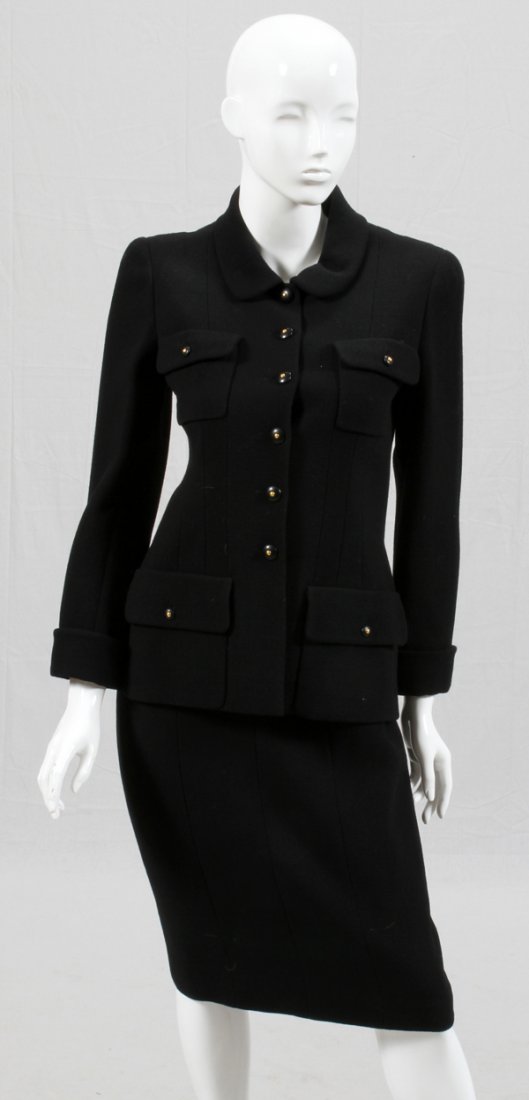 CHANEL BOUTIQUE BLACK WOOL SKIRT SUIT (1 of 2)