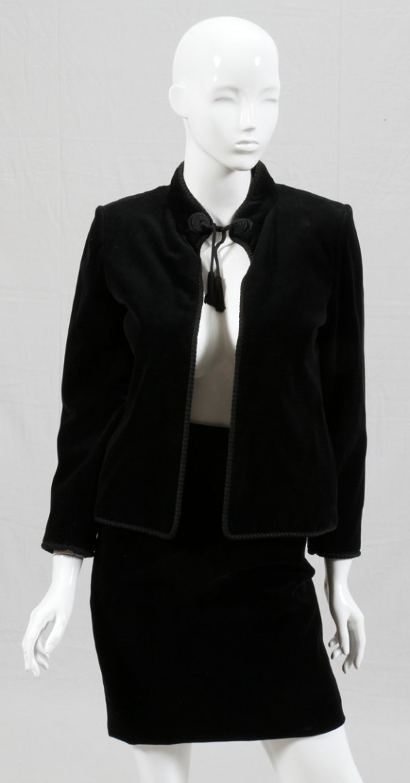 CHANEL CREATIONS BLACK VELVET SKIRT SUIT (1 of 2)