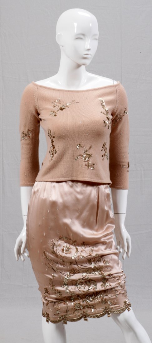 OSCAR DE LA RENTA CASHMERE SWEATER & SILK SKIRT (1 of 2)
