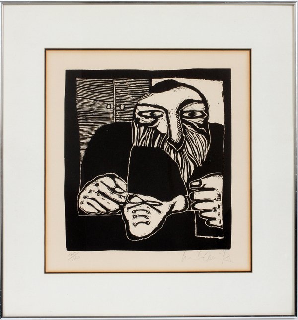 LUIS CAMNITZER WOODCUT C. 1960  #45/100 (1 of 3)