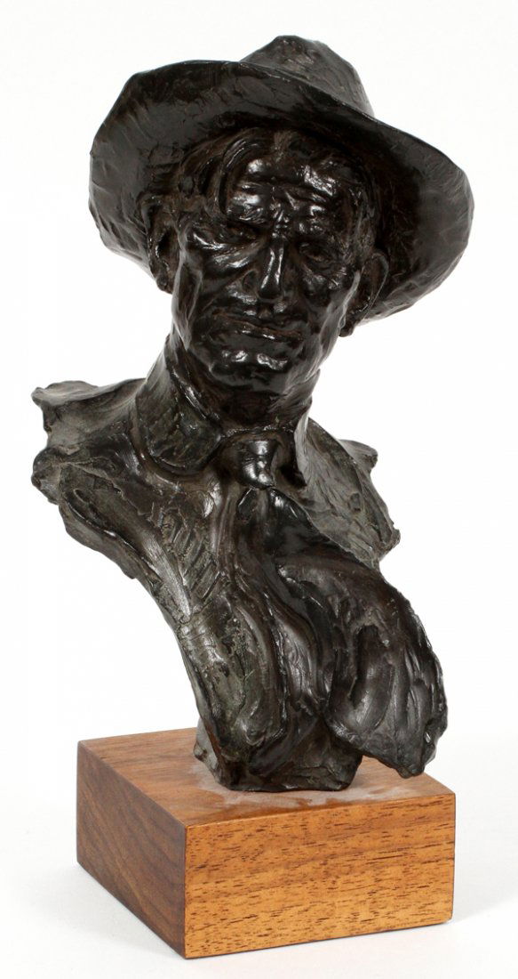 EDWARD JAMES FROUGHTON BRONZE BUST OF COWBOY 1977 (1 of 3)