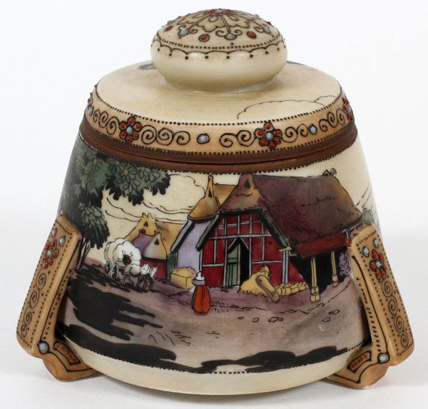 NIPPON PORCELAIN SCENIC HUMIDOR C. 1910-20 (1 of 3)