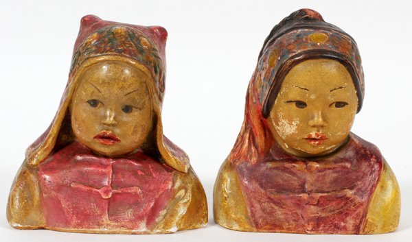 ESTHER HUNT, TWO CHINESE BUSTS CHALK WARE (1 of 3)