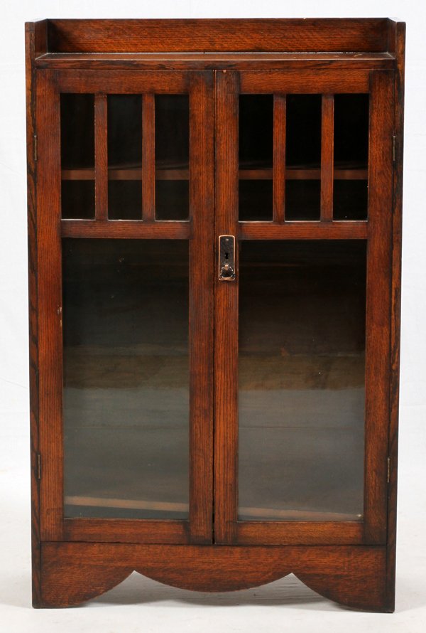 MISSION OAK DOUBLE GLASS DOOR BOOK CASE (1 of 2)