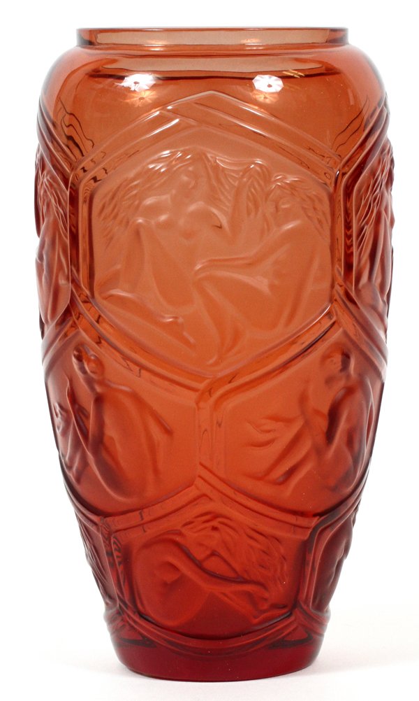 LALIQUE 'HESPERIDES' AMBER GLASS VASE (1 of 5)