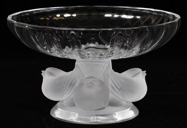 LALIQUE 'NOGENT' CLEAR & FROSTED GLASS COMPOTE (1 of 2)