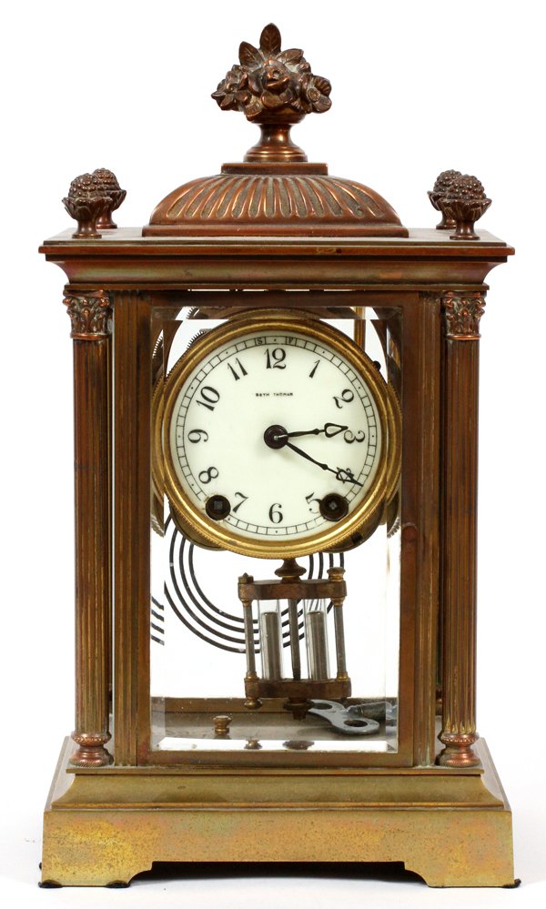 SETH THOMAS BRASS MANTEL CLOCK EARLY 20TH C. (1 of 2)