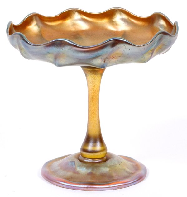 L. C. TIFFANY FAVRILE GLASS COMPOTE C. 1910 (1 of 3)