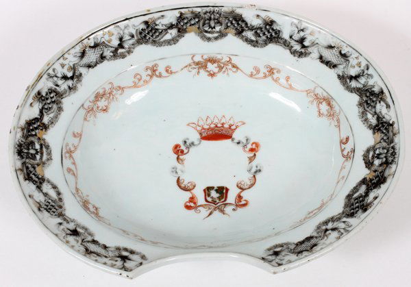 CHINESE EXPORT ARMORIAL PORCELAIN BARBER'S BOWL (1 of 2)