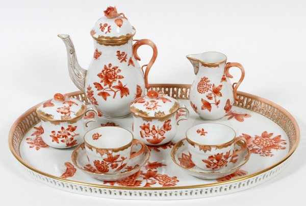 HEREND 'FORTUNA' COFFEE SET W/ TRAY NINE PIECES (1 of 3)