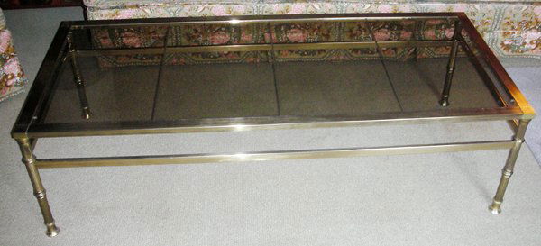MODERN BRASS & GLASS TOP COFFEE TABLE (1 of 2)
