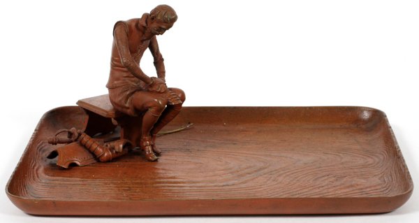 AUSTRIAN BRONZE TRAY W/ ATTACHED SEATED KNIGHT (1 of 3)