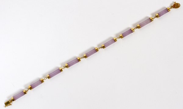 14KT YELLOW GOLD AMETHYST & JADE BRACELET (1 of 1)