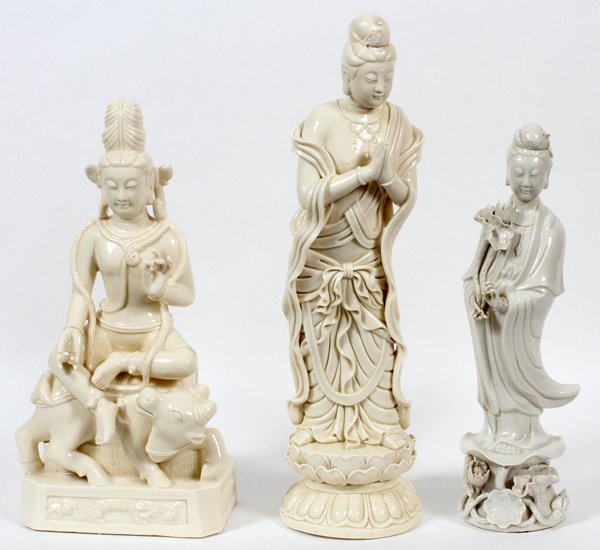 CHINESE BLANC DE CHINE FIGURES OF BUDDHA & GUAN YIN (1 of 2)