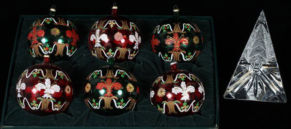 GUCCI PAINTED GLASS CHRISTMAS BULBS &WATERFORD TREE (1 of 2)