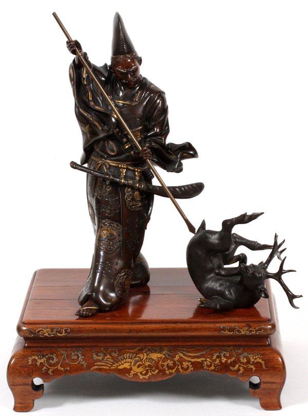 JAPANESE SIGNED BRONZE FIGURAL SCULPTURE (1 of 4)