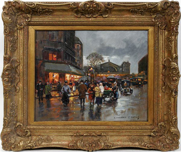 EDOUARD CORTES OIL ON CANVAS, GARE DE L'EST: EDOUARD CORTES [FRE. 1882-1969], OIL ON CANVAS, 15" X 18", GARE DE L'EST: