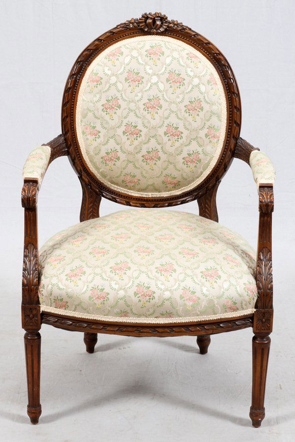 FRENCH LOUIS XVI STYLE WALNUT FAUTEUIL (1 of 2)