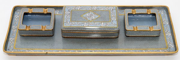 CHINESE CLOISONNE SMOKING SET, FOUR PIECES (1 of 1)