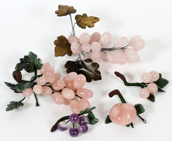 CHINESE QUARTZ JADE & AGATE FRUIT FIVE PIECES (1 of 1)