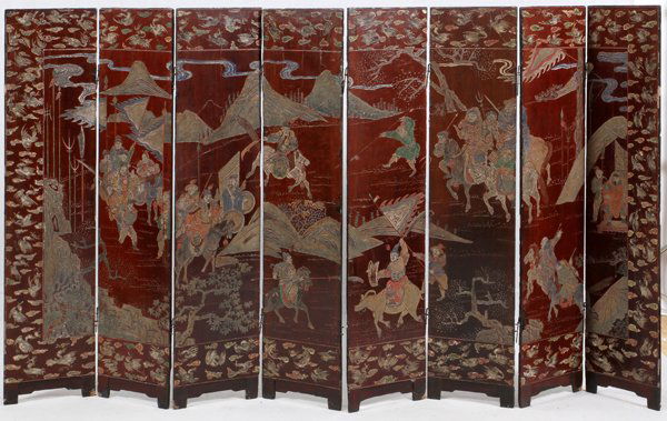 CHINESE ANTIQUE CARVED COROMANDEL SCREEN (1 of 4)