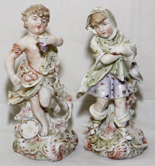 PAIR OF CONTINENTAL PORCELAIN BOY GIRL FIGURES (1 of 1)