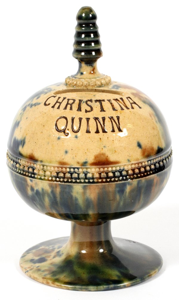 FLINT ENAMEL POTTERY BANK (1 of 3)