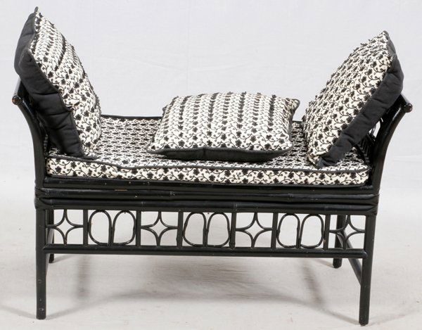 EBONIZED FAUX BAMBOO & CANE SEAT BENCH (1 of 2)