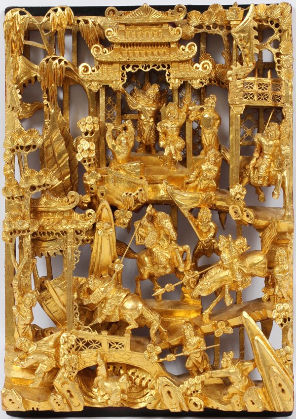 CHINESE HAND-CARVED WALL PLAQUE (1 of 2)