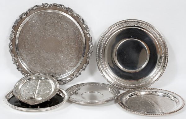 SILVERPLATE SERVING TRAYS, SIX (1 of 1)