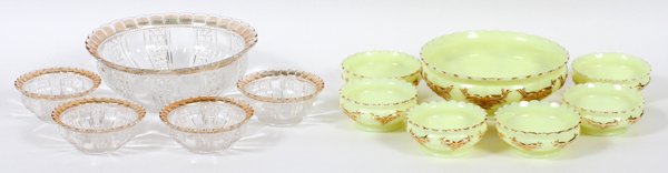 CUSTARD GLASS BERRY SET & PATTERN GLASS BOWL (1 of 3)