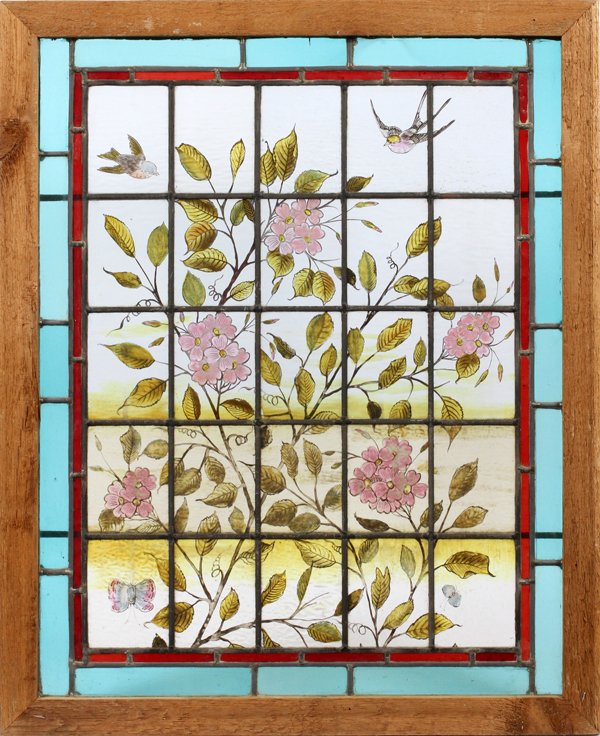 STAINED & LEADED GLASS WINDOW LATE 19TH C. (1 of 2)