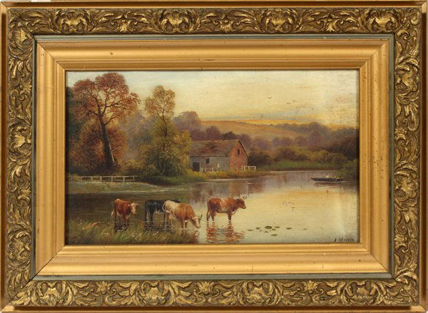J. MORRIS ENGLISH LANDSCAPE OIL ON CANVAS 19TH.C. (1 of 3)
