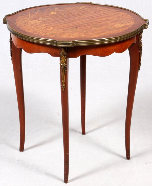 LOUIS XV STYLE MARQUETRY INLAID MAHOGANY TABLE (1 of 4)