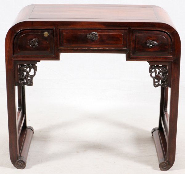 CHINESE MING STYLE CARVED ROSEWOOD WRITING DESK (1 of 3)