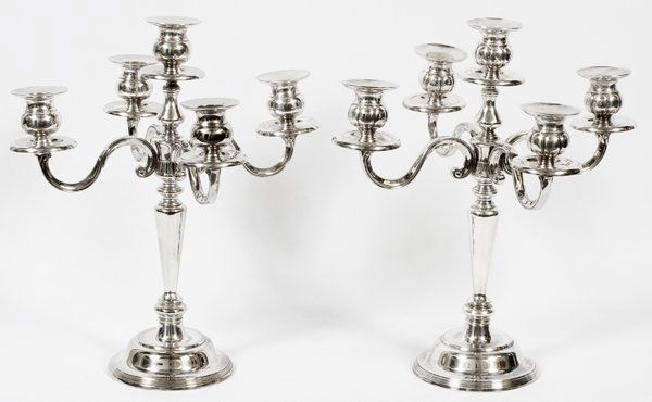 SILVERPLATE FIVE-LIGHT CANDELABRA PAIR (1 of 1)