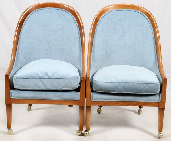 BAKER FURNITURE CO PAIR OF CHAIRS, WALNUT FRAMES (1 of 2)