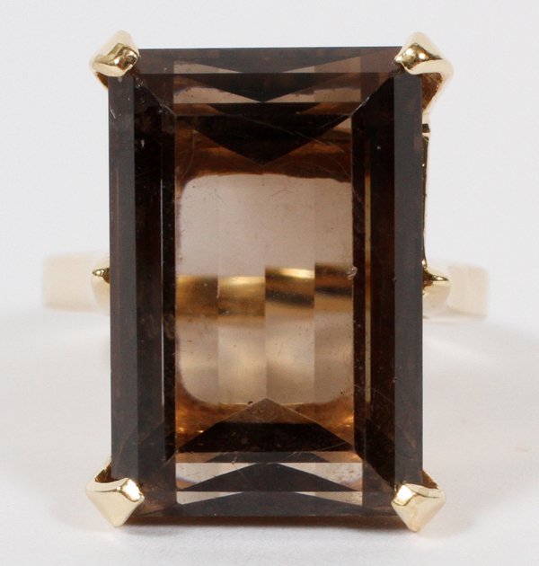 14KT YELLOW GOLD & SMOKY TOPAZ RING (1 of 3)