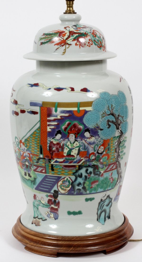 PORCELAIN COVERED VASE CONVERTED TO TABLE LAMP (1 of 2)