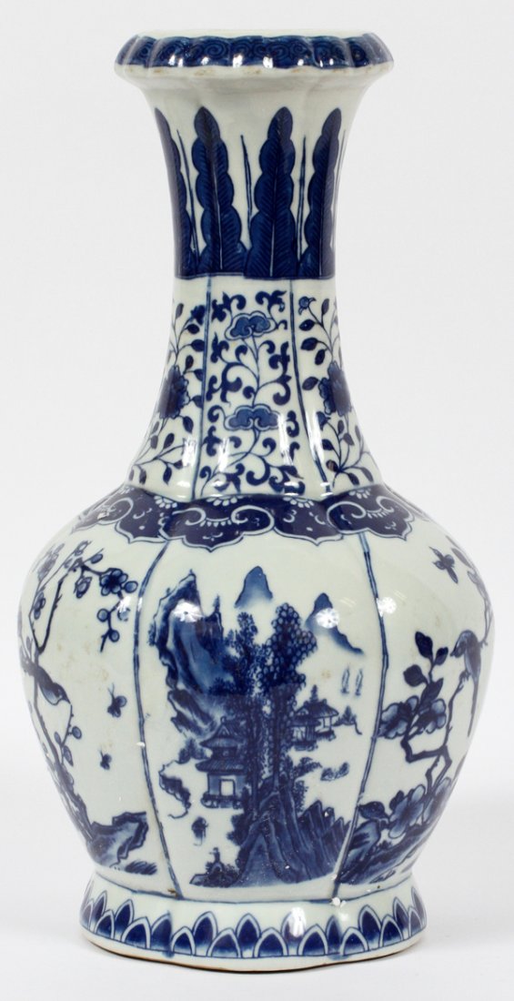 CHINESE BLUE AND WHITE PANELED PORCELAIN VASE (1 of 2)