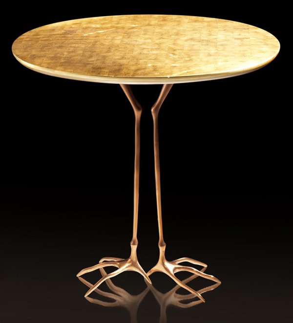 MERET OPPENHEIMBRONZE & GILT WOOD TRACCIA END TABLE (1 of 10)