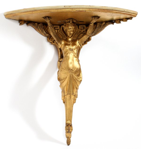 VICTORIAN CARVED WOOD & GOLD LEAF CORNER SHELF (1 of 2)